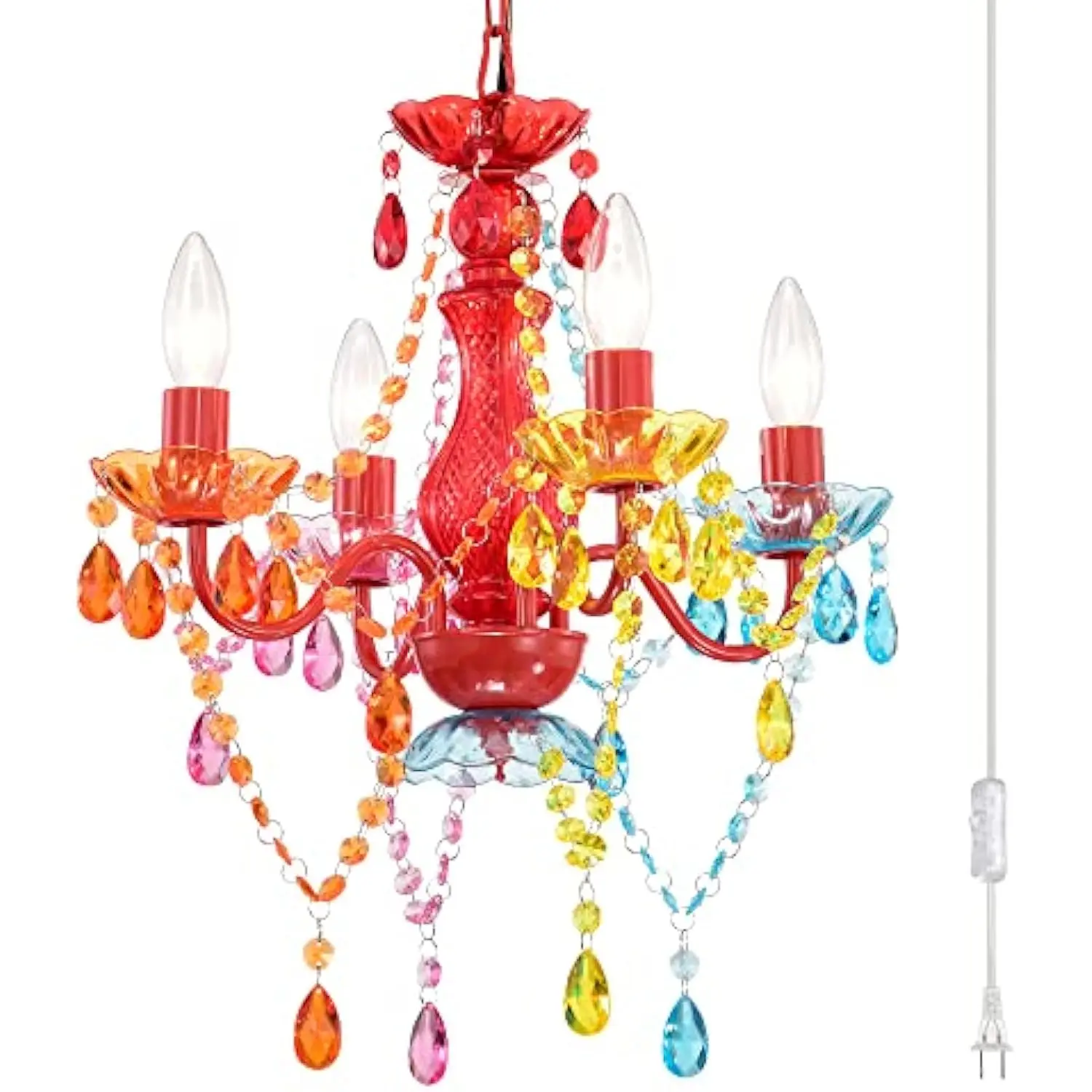Plug in Chandelier Lighting with Cord Colorful Chandelier Light Fixtures 4 Lights Acrylic Chandelier Small Crystal Chandeliers
Plug in Chandelier Lighting with Cord Colorful Chandelier Light Fixtures 4 Lights Acrylic Chandelier Small Crystal Chandeliers