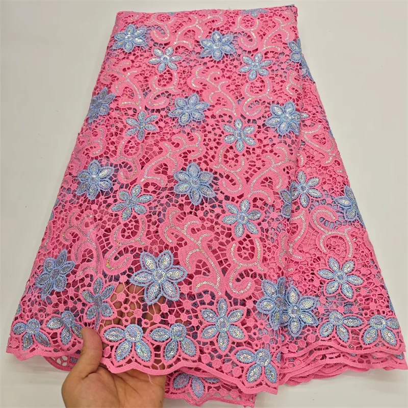 Pink African Guipure Cord Lace Fabric 2025 White/Gold Latest Nigerian Water Soluble Sequins Lace For Women Wedding Dress Sew
Pink African Guipure Cord Lace Fabric 2025 White/Gold Latest Nigerian Water Soluble Sequins Lace For Women Wedding Dress Sew