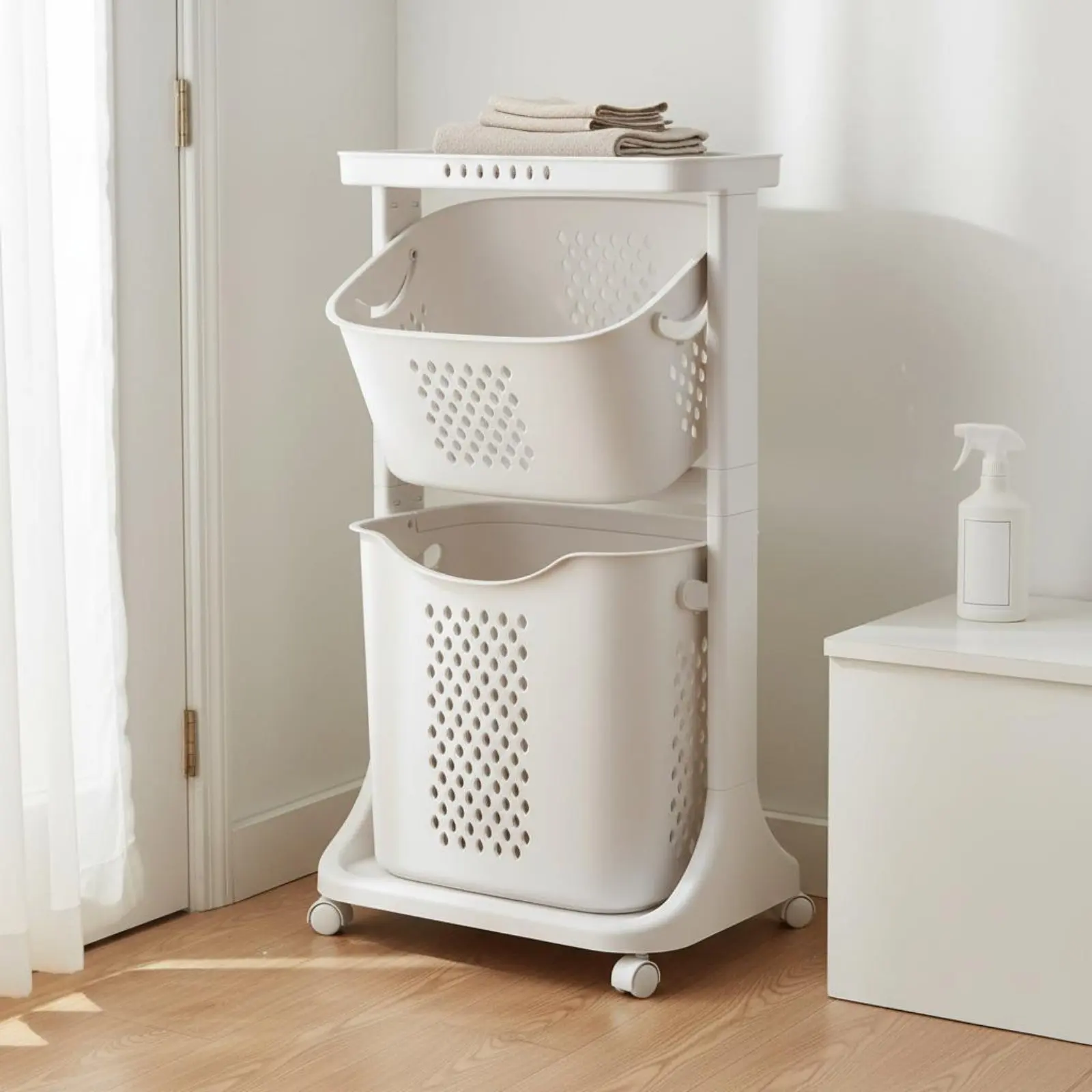 Multi-Tier Laundry Hamper Easy to Move Rolling Laundry Hamper Bathroom Storage Sturdy Vertical Design
Multi-Tier Laundry Hamper Easy to Move Rolling Laundry Hamper Bathroom Storage Sturdy Vertical Design