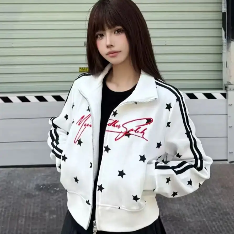 Korean Star Print Striped Stand-Up Collar Sweatshirt Coat Women Spring Autumn New Niche Fit Fashionable Casual Long-Sleeved Top
Korean Star Print Striped Stand-Up Collar Sweatshirt Coat Women Spring Autumn New Niche Fit Fashionable Casual Long-Sleeved Top