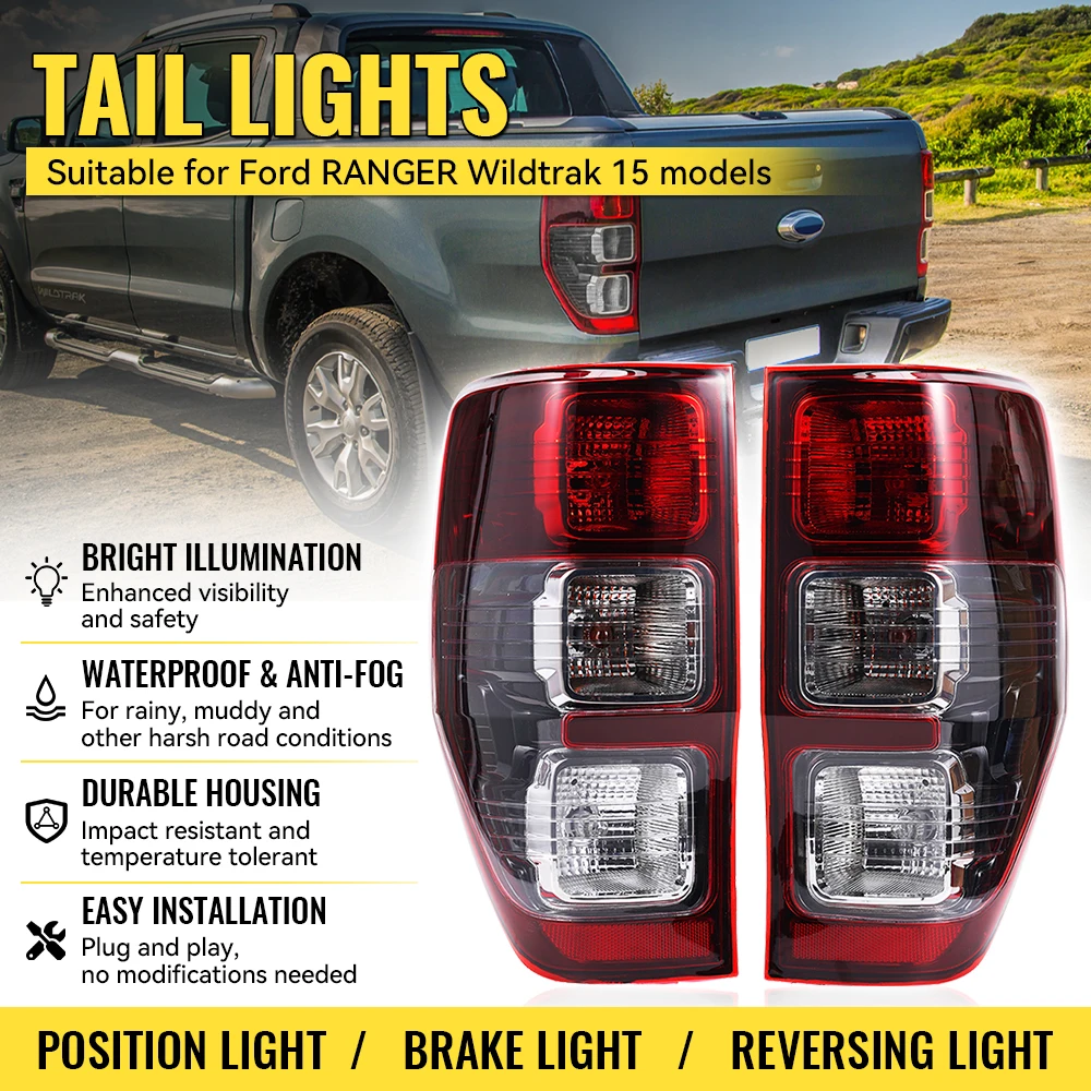 Suitable for Ford Ranger Wildtrak 15 Pickup Truck Taillights, Brake Lights, Reversing Lights, and Profile Lights
Suitable for Ford Ranger Wildtrak 15 Pickup Truck Taillights, Brake Lights, Reversing Lights, and Profile Lights