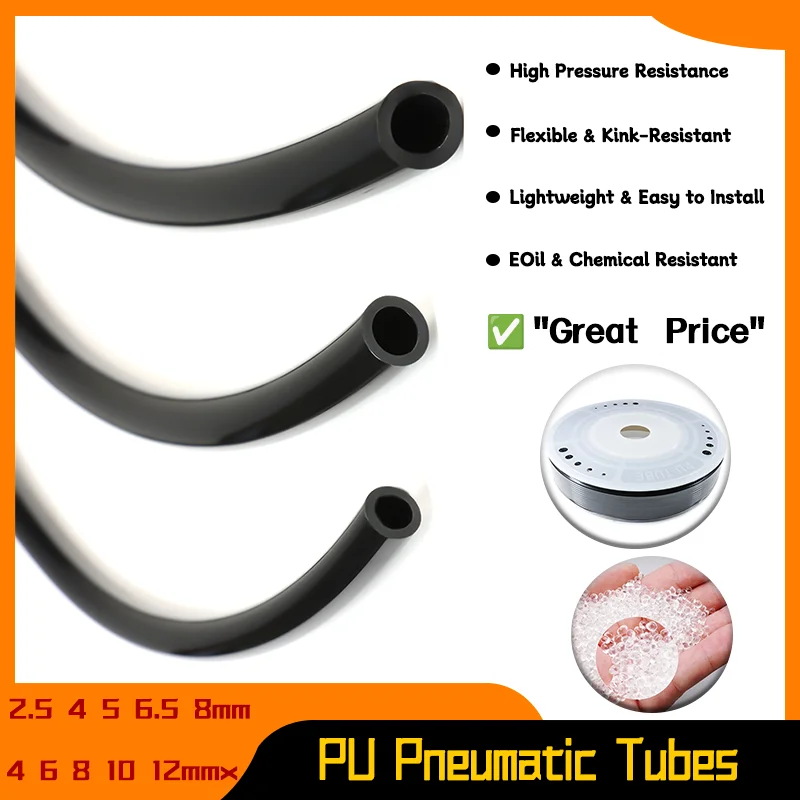 1~10M Black OD 4 6 8 10 12mmx ID 2.5 4 5 6.5 8mm PU Pneumatic Hose Pneumatic Tube PU Hose Polyurethane Pipe Air Component Hoses
1~10M Black OD 4 6 8 10 12mmx ID 2.5 4 5 6.5 8mm PU Pneumatic Hose Pneumatic Tube PU Hose Polyurethane Pipe Air Component Hoses
