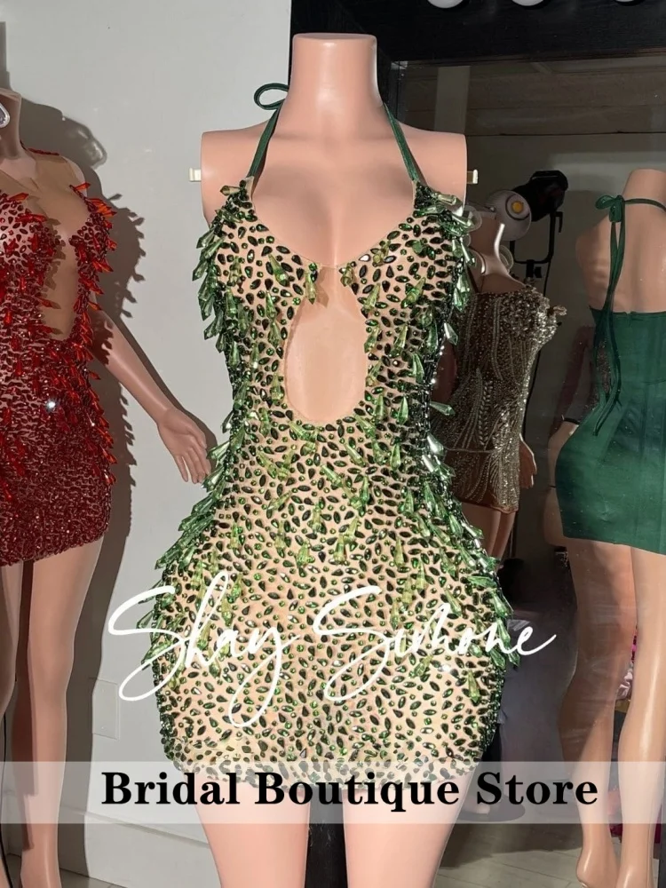 Glitter Green Prom Dress For Black Girls Halter Crystals Diamonds Cocktail Gowns Birthday Party Gown Homecoming Customized
Glitter Green Prom Dress For Black Girls Halter Crystals Diamonds Cocktail Gowns Birthday Party Gown Homecoming Customized