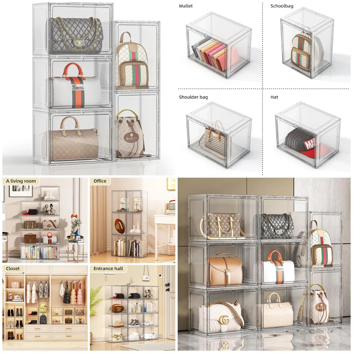 Штабелируемый органайзер-кошелек из 5 штук с магнитной дверцей, белым шкафом и ящиком для хранения сумок
Штабелируемый органайзер-кошелек из 5 штук с магнитной дверцей, белым шкафом и ящиком для хранения сумок