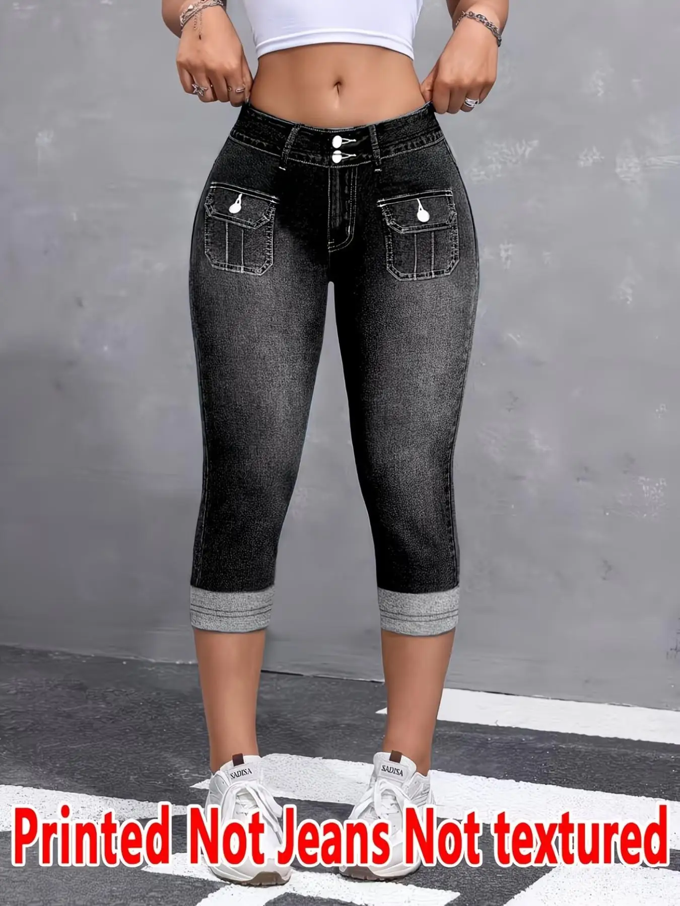 Non-Denim Women's Imitation Denim Printed Capri Leggings, Soft Breathable Slim Fit 7/8 Pants, Casual Sports Yoga Beach Vacation
Non-Denim Women's Imitation Denim Printed Capri Leggings, Soft Breathable Slim Fit 7/8 Pants, Casual Sports Yoga Beach Vacation