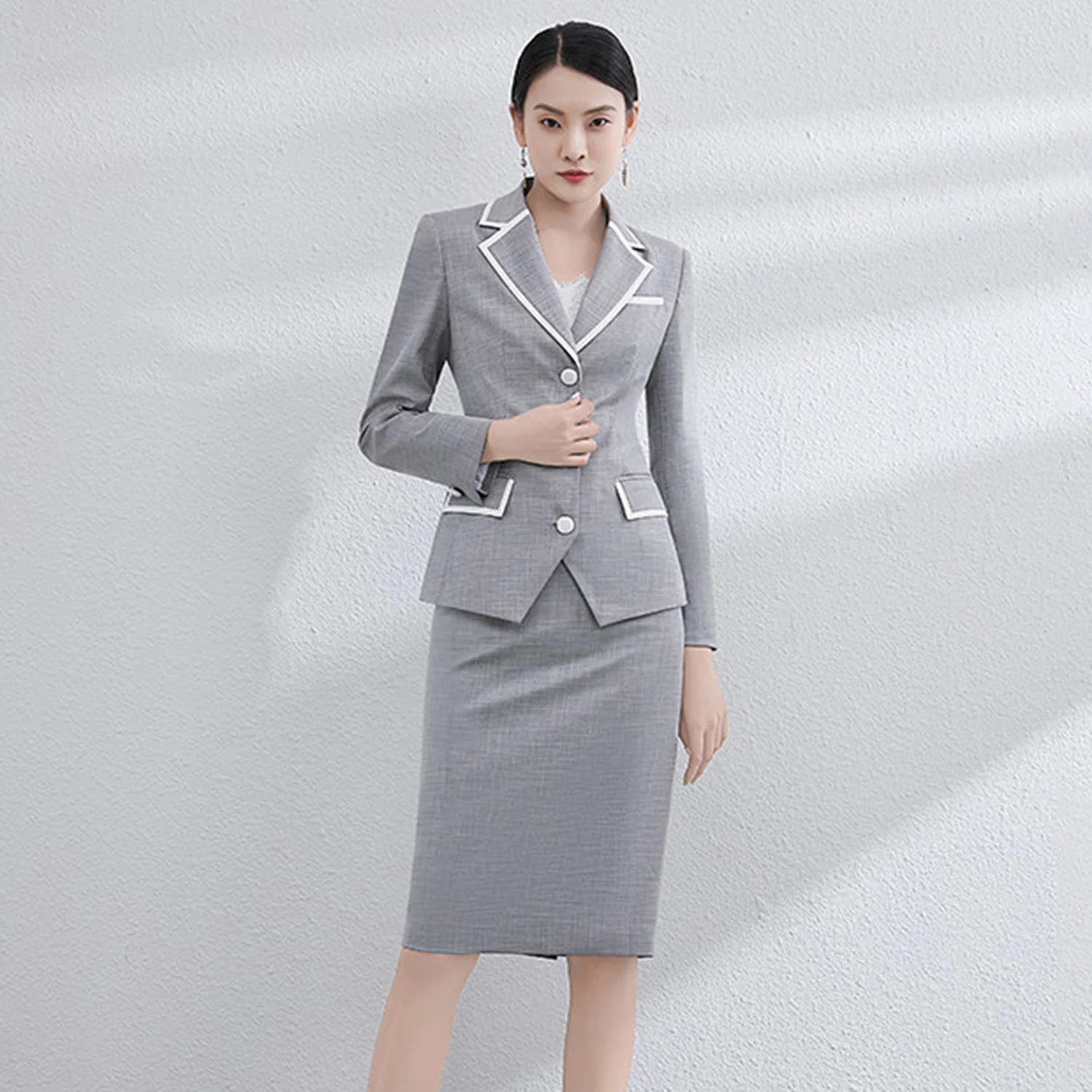 Allingentle Grey Women's Skirt Suit Slim Fit Business Pantsuit 2 Piece Suit Casual Elegant Outfit for Casual Office Customize
Allingentle Grey Women's Skirt Suit Slim Fit Business Pantsuit 2 Piece Suit Casual Elegant Outfit for Casual Office Customize