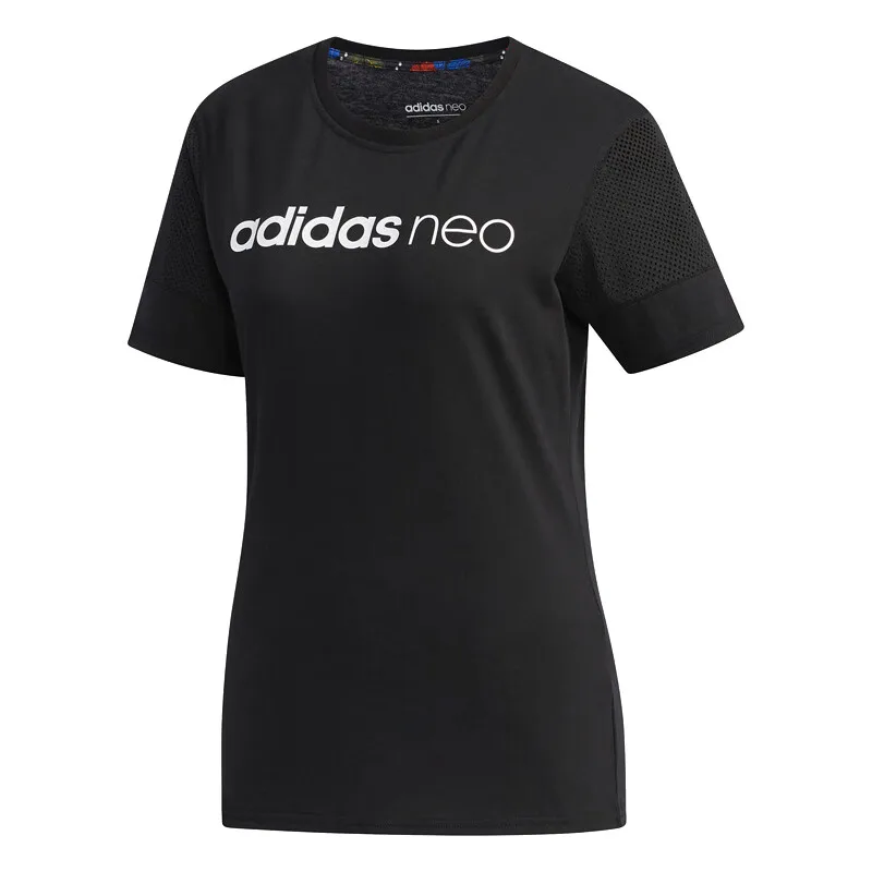 Adidas Neo Женская черная дышащая футболка с короткими рукавами и логотипом бренда Prominent
Adidas Neo Женская черная дышащая футболка с короткими рукавами и логотипом бренда Prominent
