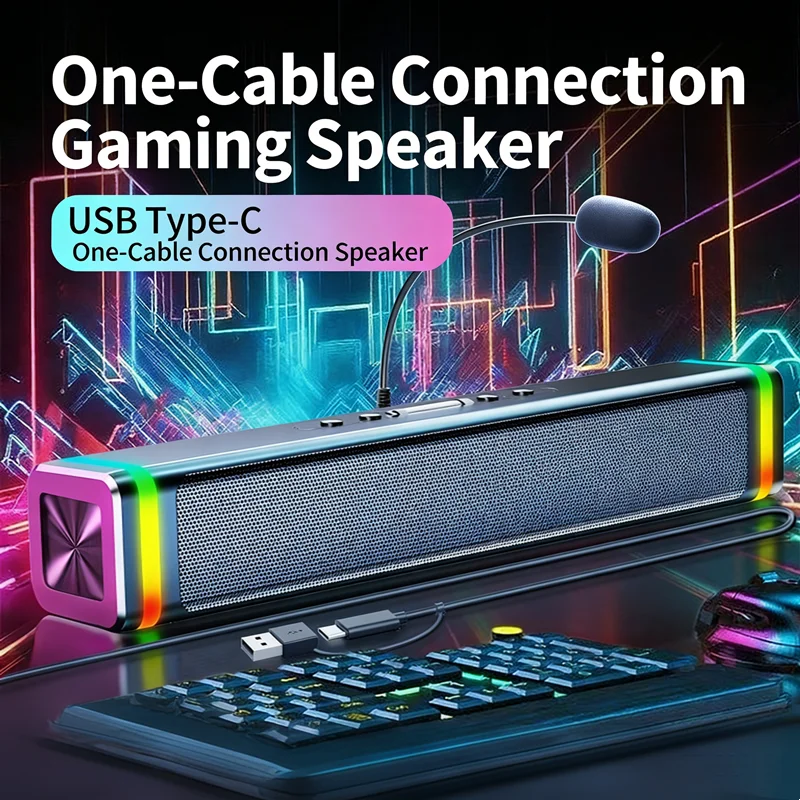 Компьютерные колонки SADA, со стереозвуковой панелью ПК, режим освещения RGB, Plug and Play, источник питания USB/Type-c, для мониторов настольных планшетов
Компьютерные колонки SADA, со стереозвуковой панелью ПК, режим освещения RGB, Plug and Play, источник питания USB/Type-c, для мониторов настольных планшетов