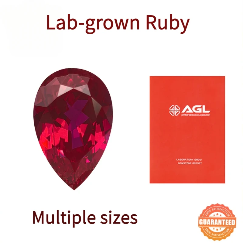 Pigeon's Blood Red Lab Grown Ruby Pear-Cut Synthetic Ruby Loose Stone with AGL Certificate. Suitable for jewelry making
Pigeon's Blood Red Lab Grown Ruby Pear-Cut Synthetic Ruby Loose Stone with AGL Certificate. Suitable for jewelry making