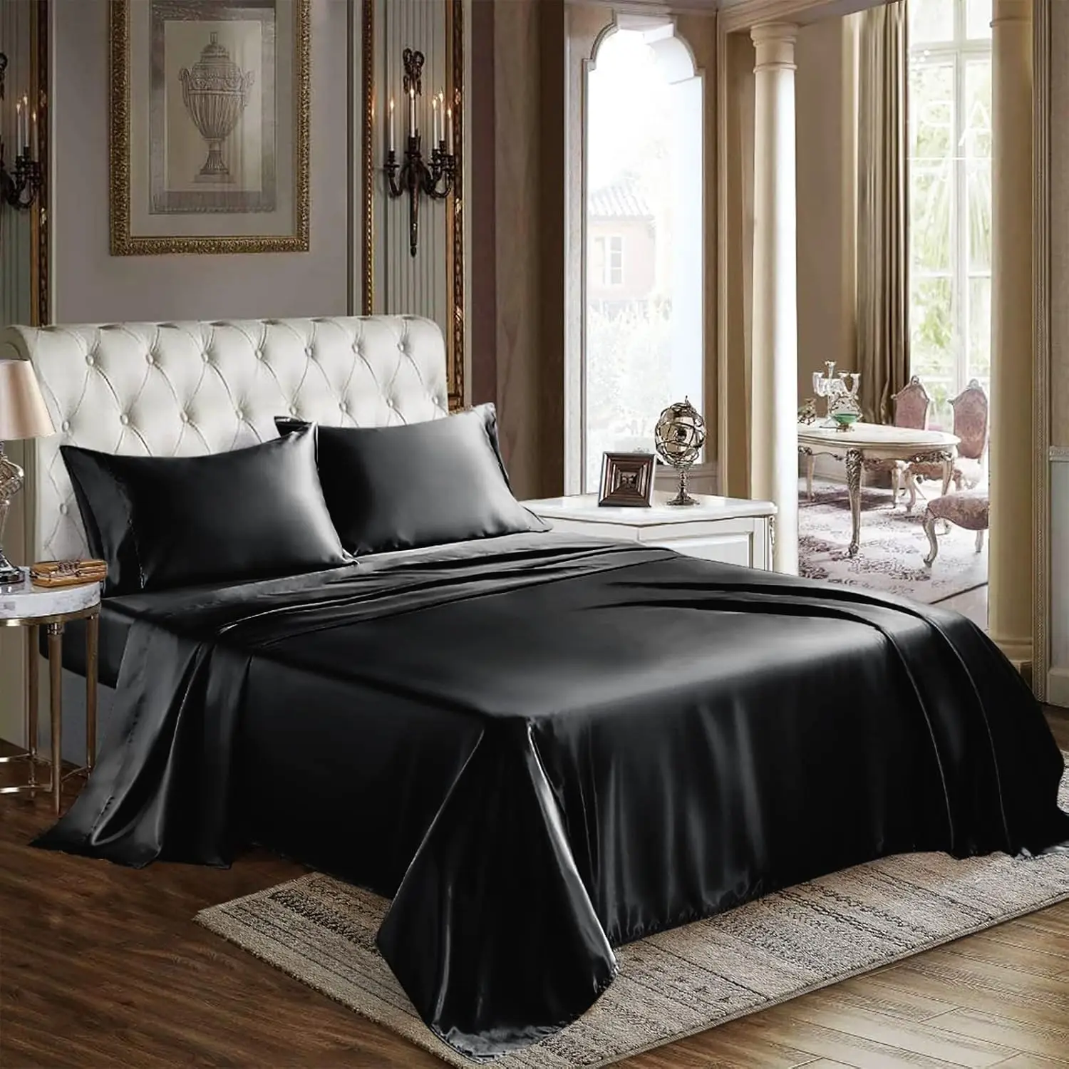 Satin Sheets Twin Size - 3 Piece Bla Bed Sheet Set With Silky Microfiber, 1 Deep Pocket Fitted Sheet, 1 Flat Sheet, And 1
Satin Sheets Twin Size - 3 Piece Bla Bed Sheet Set With Silky Microfiber, 1 Deep Pocket Fitted Sheet, 1 Flat Sheet, And 1