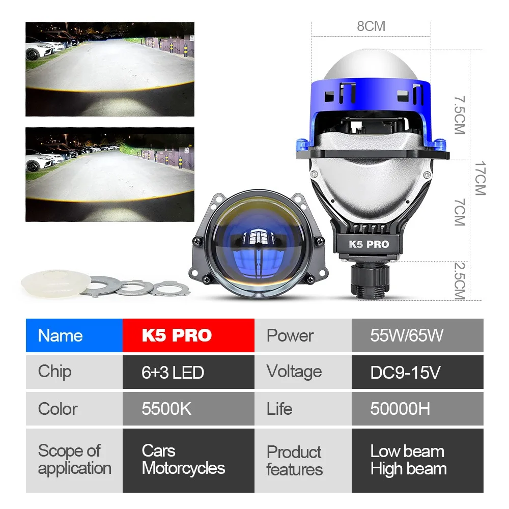 Super Bright 12V 65W 6500K H4 H7 H11 9005 9006 Car Headlight Retrofit 3 inch Bi LED Projector Lens Hi Lo Beam
Super Bright 12V 65W 6500K H4 H7 H11 9005 9006 Car Headlight Retrofit 3 inch Bi LED Projector Lens Hi Lo Beam