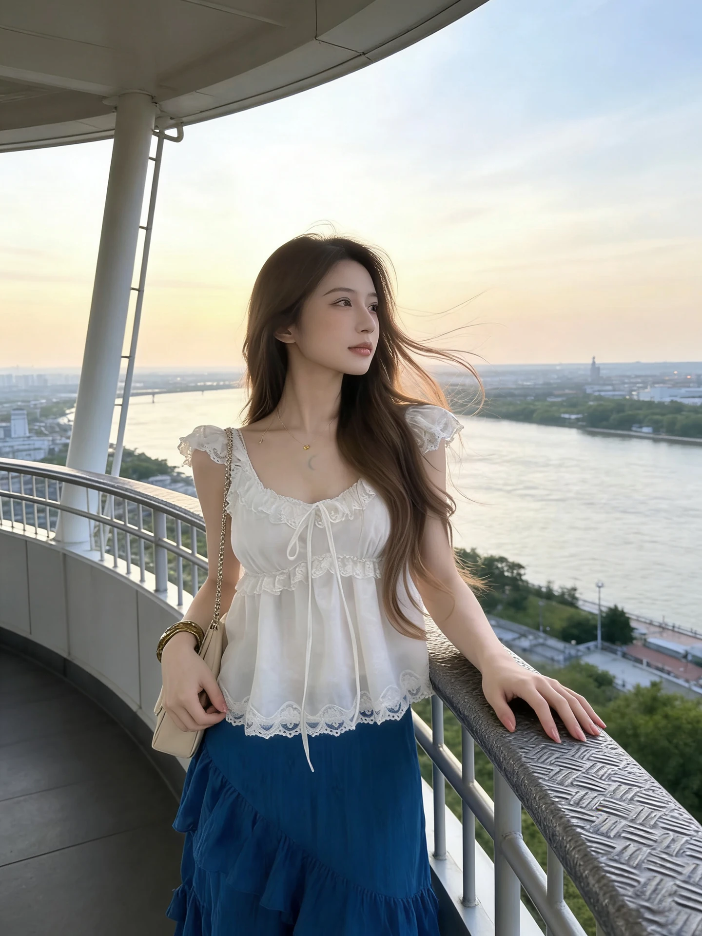 Elegant White Lace Top Women's Luxury Feel Outerwear Belted Puff Sleeve Doll Shirt Summer Short Length V-Neck Splice Design
Elegant White Lace Top Women's Luxury Feel Outerwear Belted Puff Sleeve Doll Shirt Summer Short Length V-Neck Splice Design