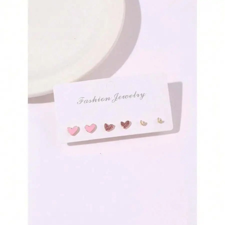 Three Pairs Of Heart Design Stud Earrings For Women, Minimalist Style Fashion Jewelry Gift Set
Three Pairs Of Heart Design Stud Earrings For Women, Minimalist Style Fashion Jewelry Gift Set