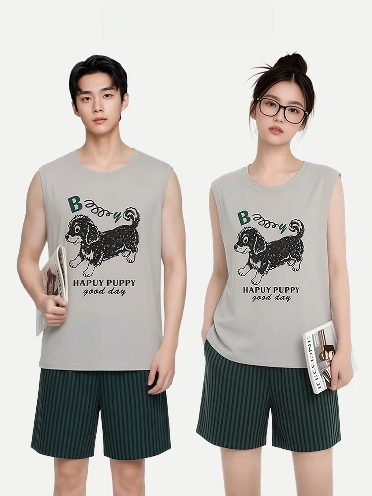 Couple's Cotton Pajamas Short Sleeve Vest And Shorts Home Clothes for Summer Breathable And Comfortable Cotton Sleepwear
Couple's Cotton Pajamas Short Sleeve Vest And Shorts Home Clothes for Summer Breathable And Comfortable Cotton Sleepwear