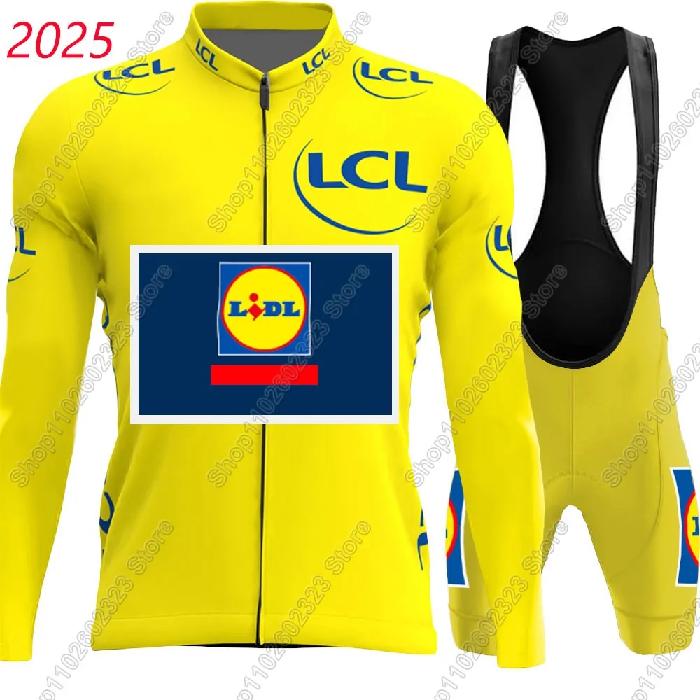 Lidl France Tour 2025 Комплект командного велосипедного трикотажа Короткая длинная желтая одежда Рубашки для шоссейного велосипеда Костюм Шорты для велосипедного нагрудника MTB Maillot
Lidl France Tour 2025 Комплект командного велосипедного трикотажа Короткая длинная желтая одежда Рубашки для шоссейного велосипеда Костюм Шорты для велосипедного нагрудника MTB Maillot