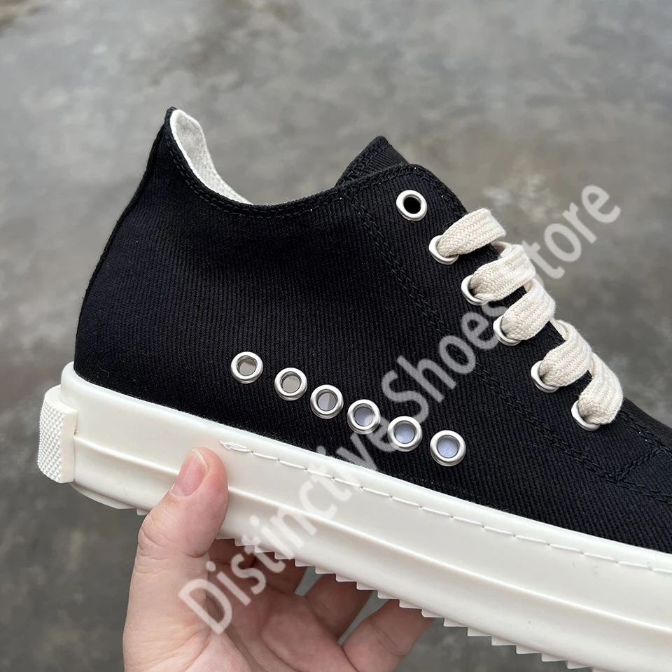 Classic Black Canvas Low Top Men Shoes Side Multi Metal Eyelet Sneakers Fashion Women Thick Platform Sole Lace Up Casual Shoes
Classic Black Canvas Low Top Men Shoes Side Multi Metal Eyelet Sneakers Fashion Women Thick Platform Sole Lace Up Casual Shoes