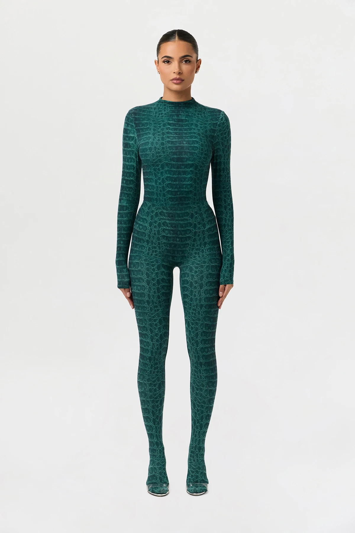 Women's sexy snake print long-sleeved tight and slim-fitting one-piece jumpsuit with stockings
Women's sexy snake print long-sleeved tight and slim-fitting one-piece jumpsuit with stockings