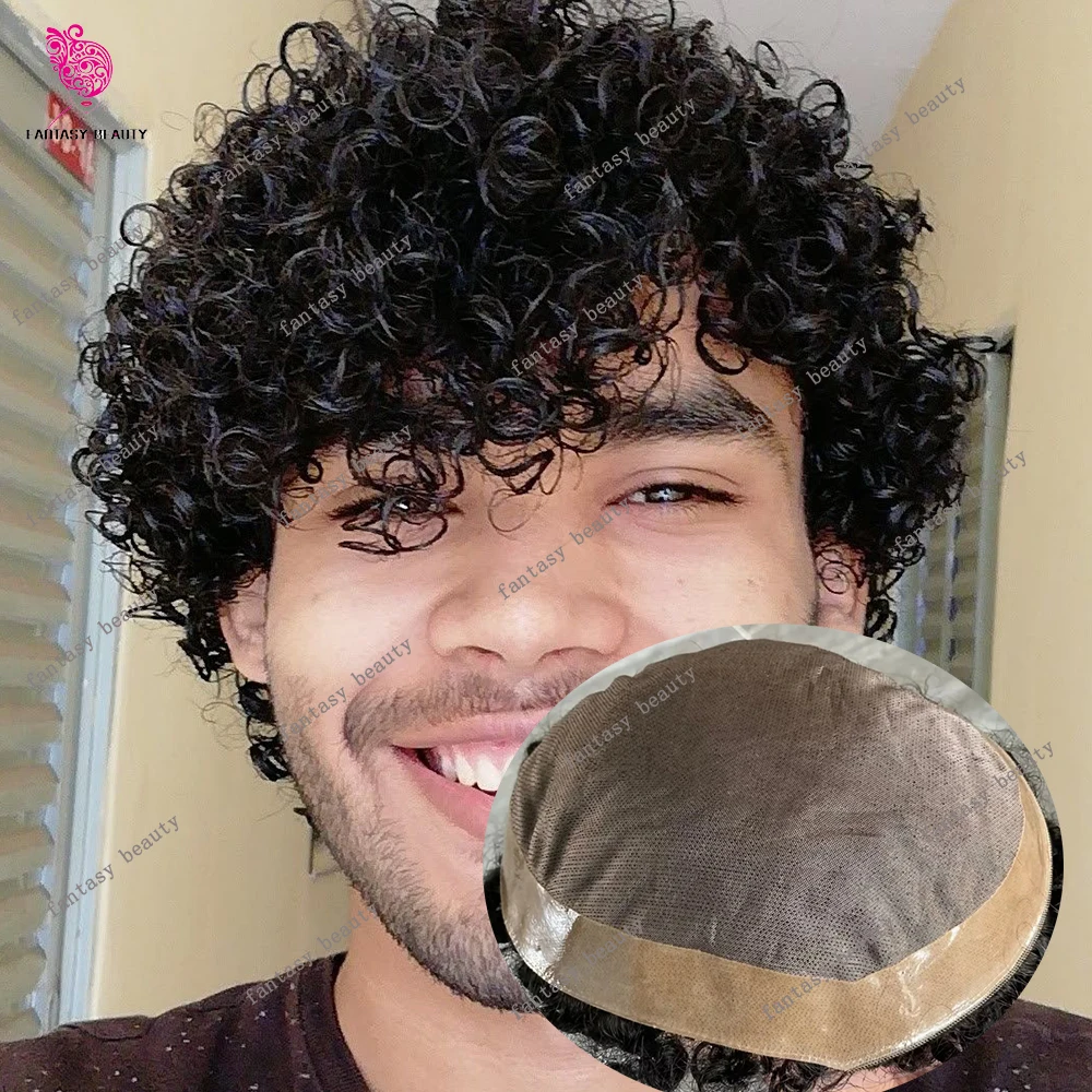 Jet Black Afro 20mm Curly Man Super Durable Mono Mesh Toupee 18mm Curly 100% Nautral Human Hair Brown System Prosthesi Capillar
Jet Black Afro 20mm Curly Man Super Durable Mono Mesh Toupee 18mm Curly 100% Nautral Human Hair Brown System Prosthesi Capillar