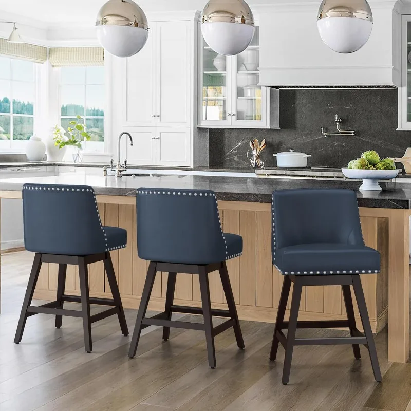 26 Inch Bar Stools Set of 3, Black Swivel Counter Stools with Back, Faux Leather Upholstered Barstools, Solid Wood Legs
26 Inch Bar Stools Set of 3, Black Swivel Counter Stools with Back, Faux Leather Upholstered Barstools, Solid Wood Legs