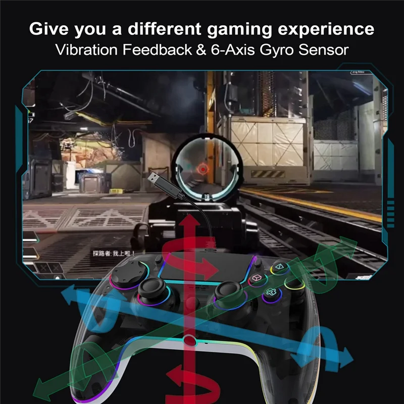 AED6-For PS5 Wired Gamepad RGB Lights Hall Trigger Vibration Continuous Back Button PC/Steam Game Controller SZ-5005W
AED6-For PS5 Wired Gamepad RGB Lights Hall Trigger Vibration Continuous Back Button PC/Steam Game Controller SZ-5005W