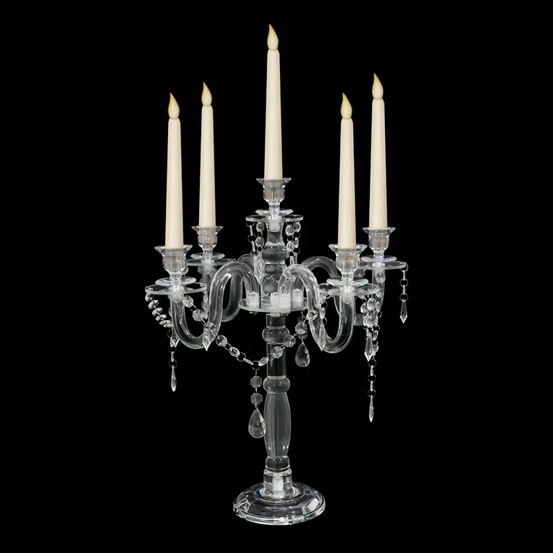 Elegant 5-Arm Acrylic Taper Candelabra, 14 Inch Table Centerpiece with Clear Faceted Holders & Decorative Beads, Luxury Ornament for Home Wedding Christmas Holiday Decor
Elegant 5-Arm Acrylic Taper Candelabra, 14 Inch Table Centerpiece with Clear Faceted Holders & Decorative Beads, Luxury Ornament for Home Wedding Christmas Holiday Decor