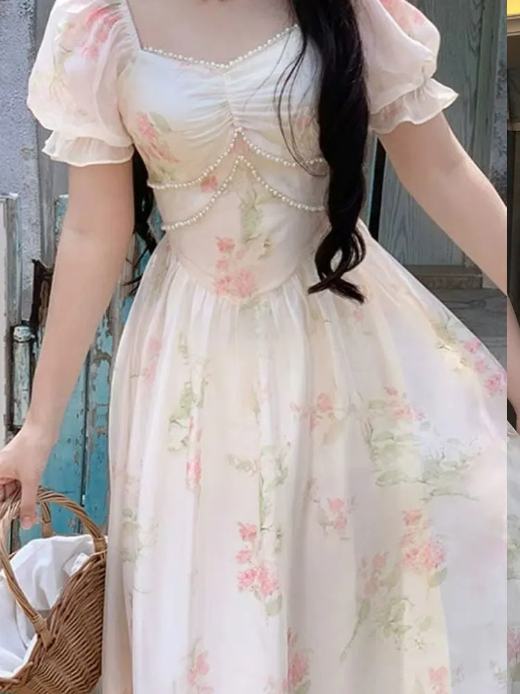 Korea Vintage Floral Print Dress Women Casual Square Collar Midi Dress Female Puff Sleeve Elegant Fairy Holiday Dress Vestido
Korea Vintage Floral Print Dress Women Casual Square Collar Midi Dress Female Puff Sleeve Elegant Fairy Holiday Dress Vestido