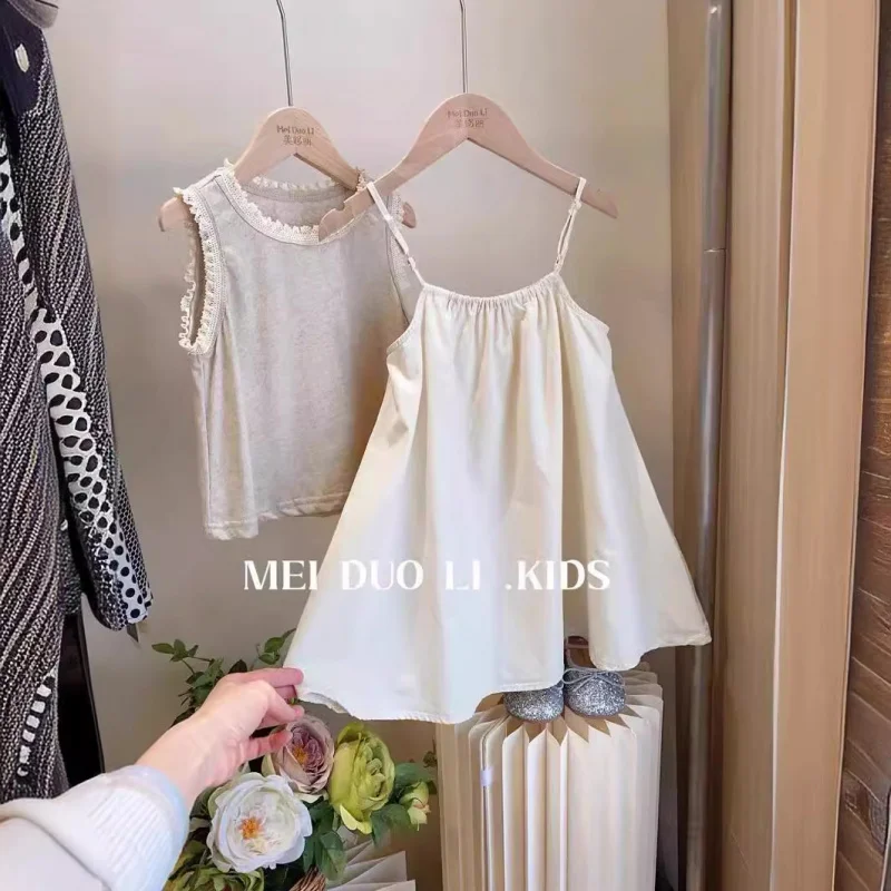 Korean Children's Clothing Girls' Strap Dress Summer New Fashionable Simple Style Solid Color Dress for Little Girls
Korean Children's Clothing Girls' Strap Dress Summer New Fashionable Simple Style Solid Color Dress for Little Girls