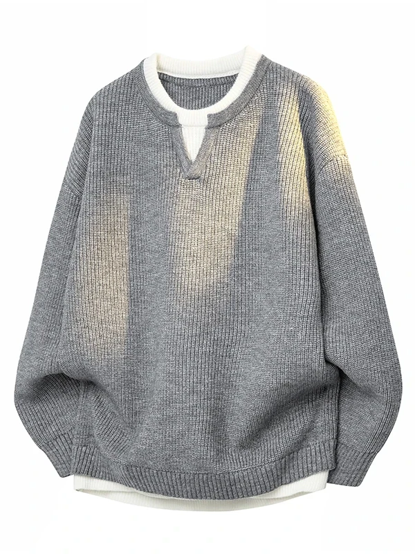 Autumn Winter Thiened Knitted Sweater Fake Two-Piece Men's Faionable Warm Outerwear Ci Active Sle Long Sve Zipper
Autumn Winter Thiened Knitted Sweater Fake Two-Piece Men's Faionable Warm Outerwear Ci Active Sle Long Sve Zipper