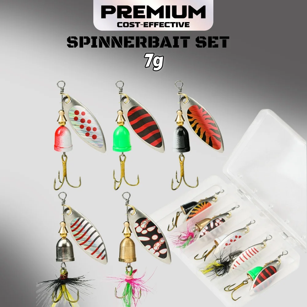 5PCS/1Box Spinnerbait Metal Lure with feathers Spoonbait Crankbaits Fishing Wobblers For Pike Crochet Set Bait Tackles
5PCS/1Box Spinnerbait Metal Lure with feathers Spoonbait Crankbaits Fishing Wobblers For Pike Crochet Set Bait Tackles