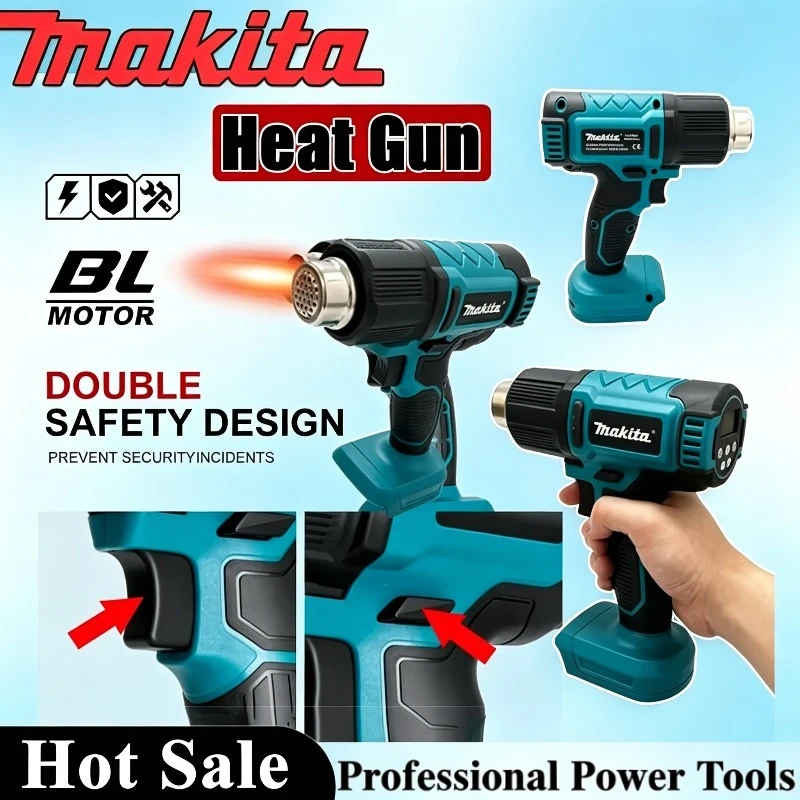 Makita Digital Display Electric Air Guns Cordless Heat Gun 3 Nozzles Industrial Shrink Wrapping Hot Air Gun for 18V 20V Battery
Makita Digital Display Electric Air Guns Cordless Heat Gun 3 Nozzles Industrial Shrink Wrapping Hot Air Gun for 18V 20V Battery