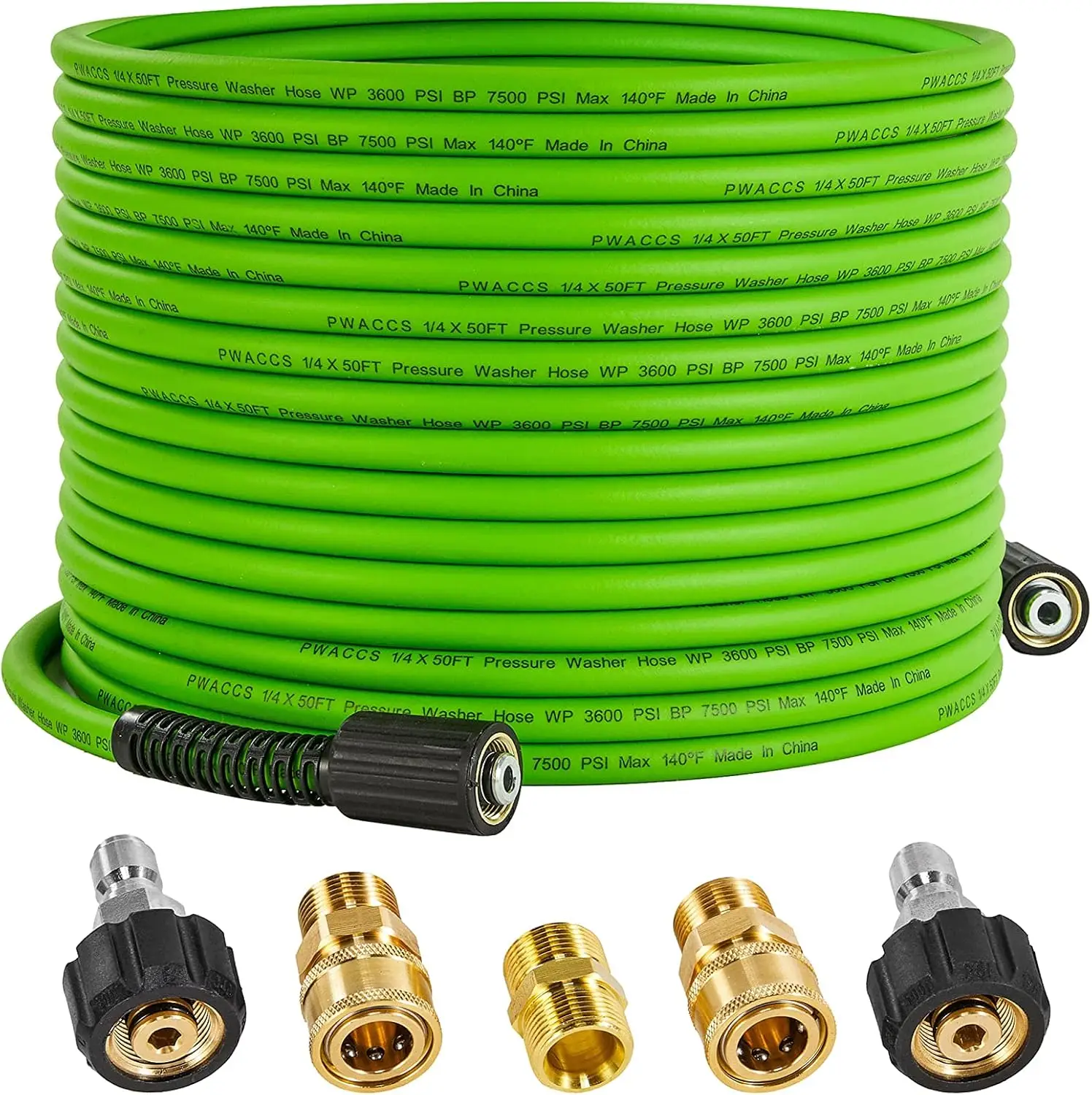 3600 PSI Kink Resistant Pressure Washer Hose, 50 FT x 1/4", Universal Electric Power Wash Replacement with M22 Fittings
3600 PSI Kink Resistant Pressure Washer Hose, 50 FT x 1/4", Universal Electric Power Wash Replacement with M22 Fittings