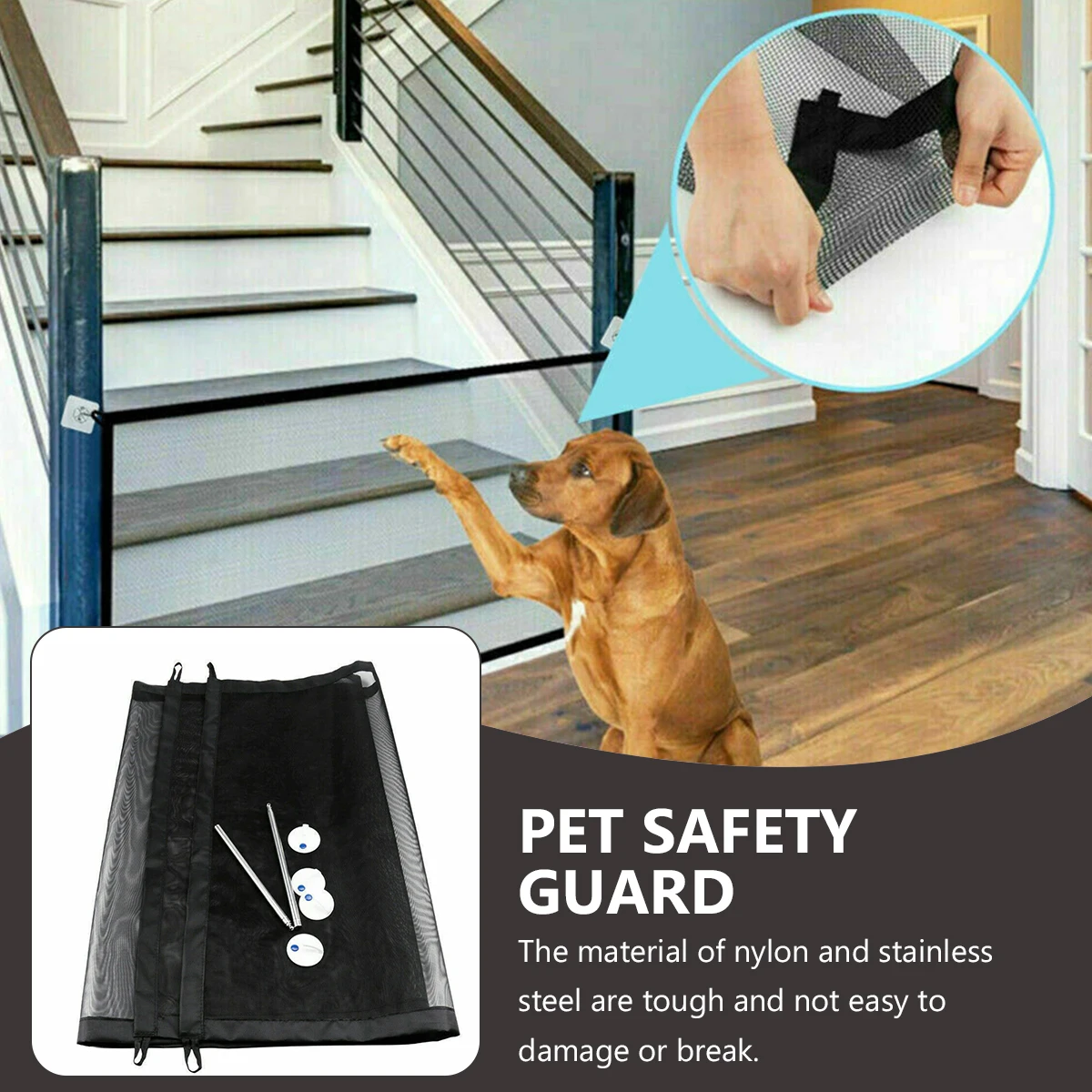 1 set Safety Isolation Net for Baby Pet Barrier Strong Nylon Dog Gate Foldable Fence Stainless Steel Mesh Stairs Doorways Home
1 set Safety Isolation Net for Baby Pet Barrier Strong Nylon Dog Gate Foldable Fence Stainless Steel Mesh Stairs Doorways Home