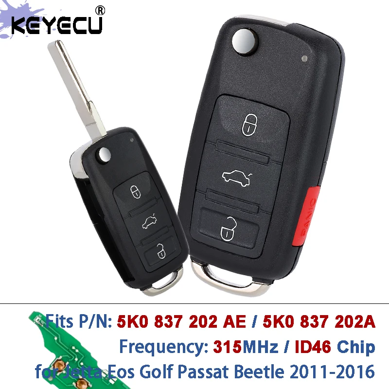 KEYECU for Volkswagen Jetta Eos Golf Passat Beetle 2011-16 315MHz ID46 Chip NBG010180T 5K0 837 202 AE 5K0837202A Remote Key Fob
KEYECU for Volkswagen Jetta Eos Golf Passat Beetle 2011-16 315MHz ID46 Chip NBG010180T 5K0 837 202 AE 5K0837202A Remote Key Fob