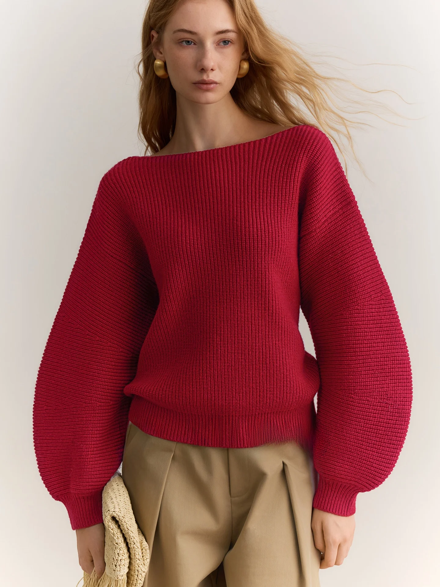 Cisas Theme Women's Knitted Sweater oulder Bared Woolen Long Sve Red Sweater Lantern Sve Faionable Commute Sle
Cisas Theme Women's Knitted Sweater oulder Bared Woolen Long Sve Red Sweater Lantern Sve Faionable Commute Sle