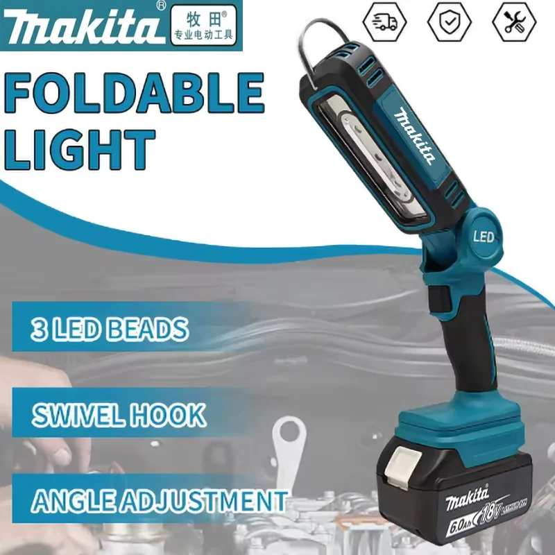 Makita 90° Folding Light ,Bright Jobsite Light, Camping Light, Portable Handheld Outdoor Work Light, For 18V Makita Battery
Makita 90° Folding Light ,Bright Jobsite Light, Camping Light, Portable Handheld Outdoor Work Light, For 18V Makita Battery
