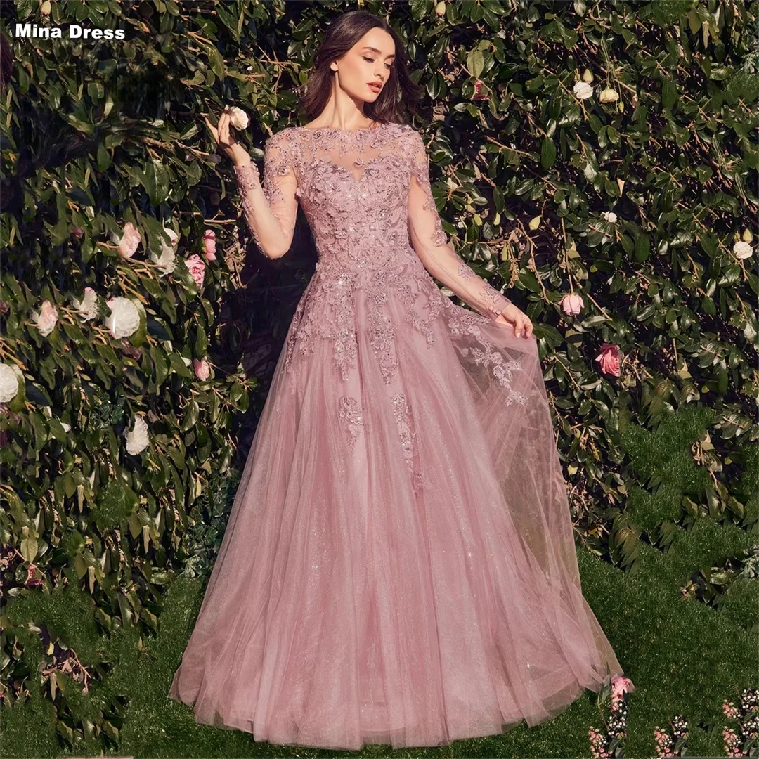 Mina Customized Bean Paste Pink Floral Glitter Backless Long Sleeve Lace Women's Formal Evening Gowns Summer Woman Dress 2026
Mina Customized Bean Paste Pink Floral Glitter Backless Long Sleeve Lace Women's Formal Evening Gowns Summer Woman Dress 2026