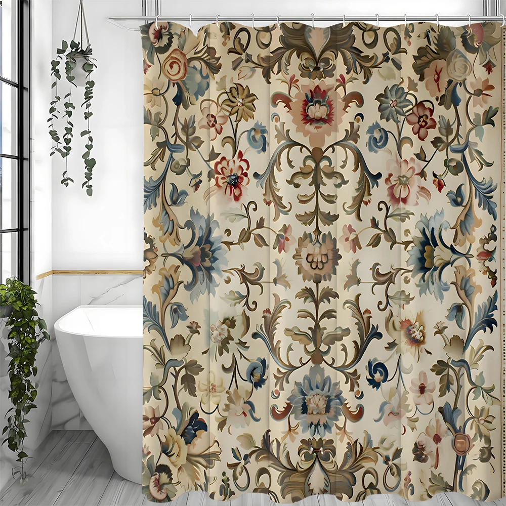 Natural Style European Floral Shower Curtain, Bathroom Decorative Shower Curtain, Waterproof Shower Curtain with Hooks
Natural Style European Floral Shower Curtain, Bathroom Decorative Shower Curtain, Waterproof Shower Curtain with Hooks