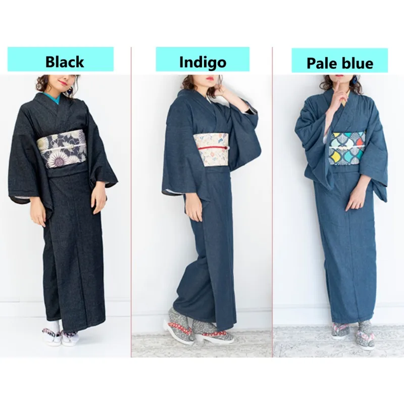 Japanese Traditional Clothing Kimono Denim Long Robe Women's Single Coat 3 Colors Dressing Gown Asian Clothes
Japanese Traditional Clothing Kimono Denim Long Robe Women's Single Coat 3 Colors Dressing Gown Asian Clothes