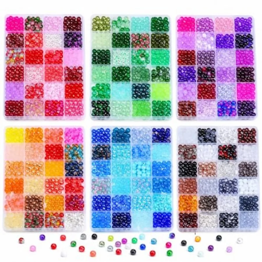 8mm Glass Beads for Jewelry Making, 144 Colors 1728PCS Round Crystal Beads Kit with 6 Organizer Boxes, Assorted Glass Bead Set
8mm Glass Beads for Jewelry Making, 144 Colors 1728PCS Round Crystal Beads Kit with 6 Organizer Boxes, Assorted Glass Bead Set
