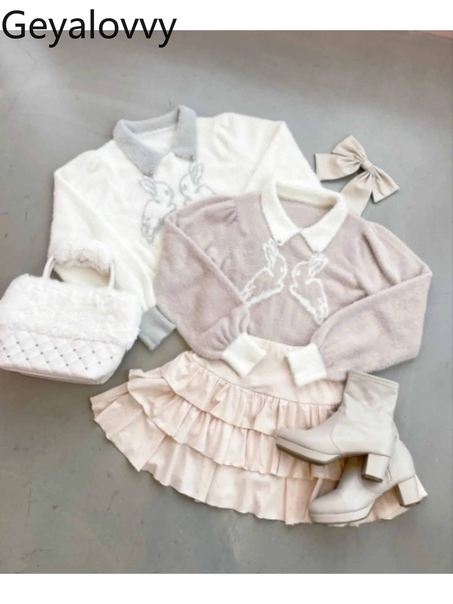 Japanese Style Cute Rabbit Stuffed Velvet Knitting Shirt Sweater Soft Fashion Sweet Girls Easiest for Match Lapel Pullover
Japanese Style Cute Rabbit Stuffed Velvet Knitting Shirt Sweater Soft Fashion Sweet Girls Easiest for Match Lapel Pullover