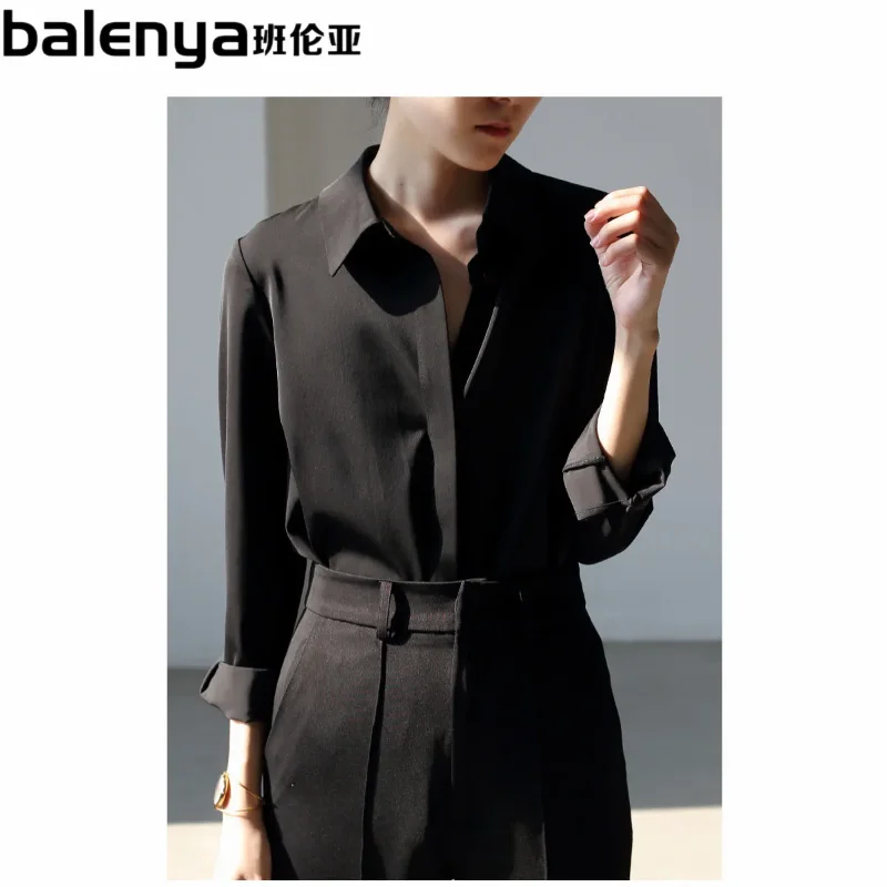 Women's Black Satin Shirt Long Sleeve Button Down Casual Office Blouse
Women's Black Satin Shirt Long Sleeve Button Down Casual Office Blouse