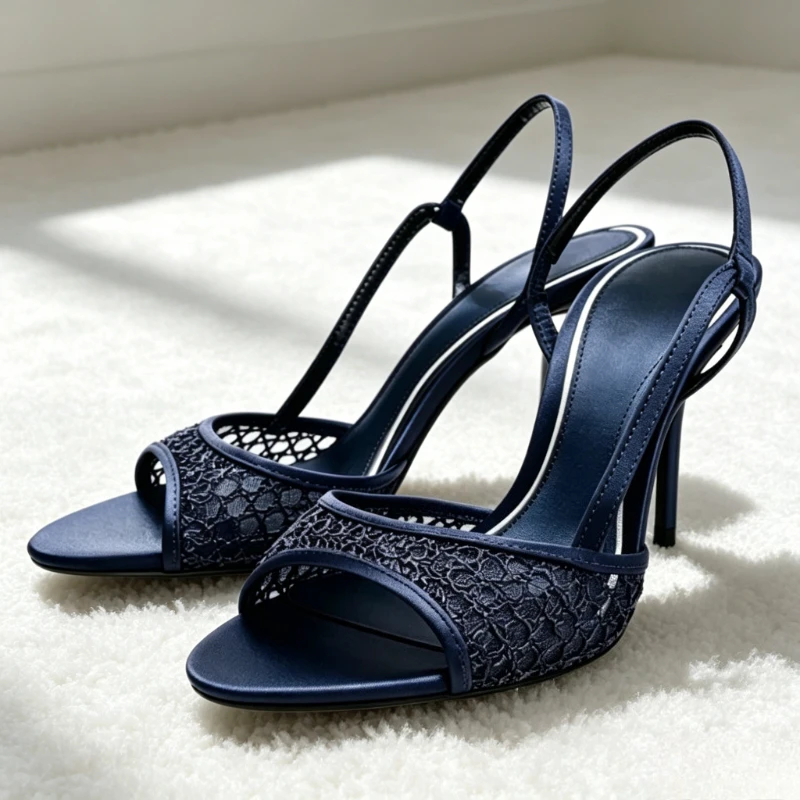 Novely Navy Blue Mesh Heeled Sandals Women Summer Open Toe Round Toe Satin Slingback Heels Luxury Wedding Bridal Designer Shoes
Novely Navy Blue Mesh Heeled Sandals Women Summer Open Toe Round Toe Satin Slingback Heels Luxury Wedding Bridal Designer Shoes
