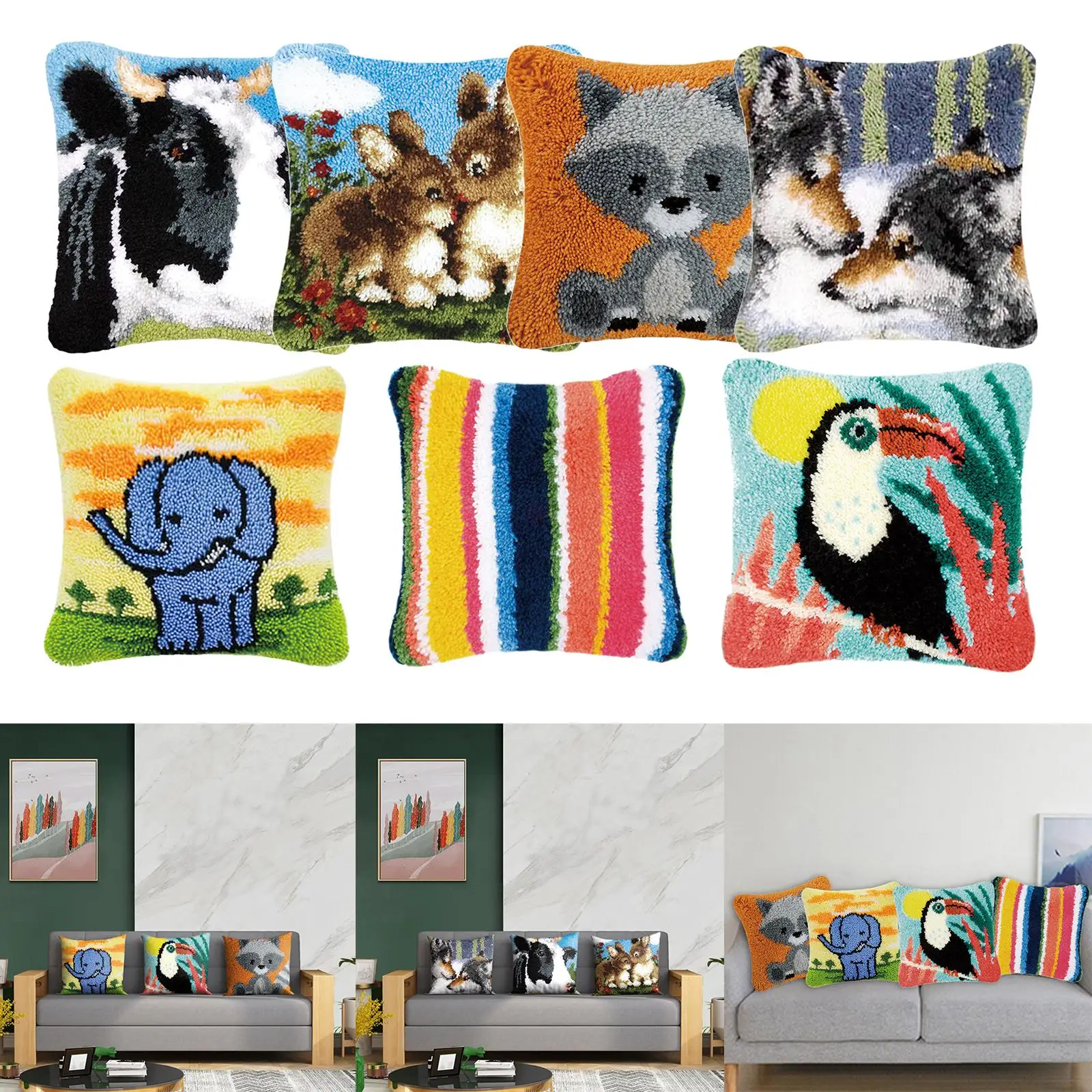 DIY Latch Hook Cushion Cover Set Thin Bead Hook Rug Kit with Embroidery Supplies for Sofa Home Decor
DIY Latch Hook Cushion Cover Set Thin Bead Hook Rug Kit with Embroidery Supplies for Sofa Home Decor