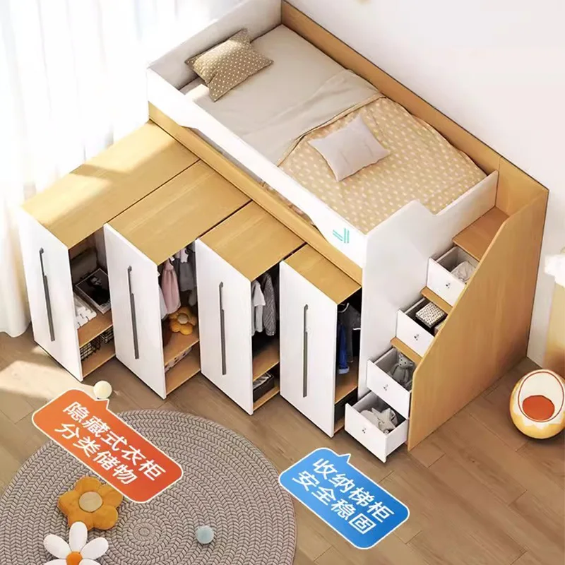 Elevated bed, wardrobe, bed integrated multi-functional combination, small apartment can be pulled with storage
Elevated bed, wardrobe, bed integrated multi-functional combination, small apartment can be pulled with storage