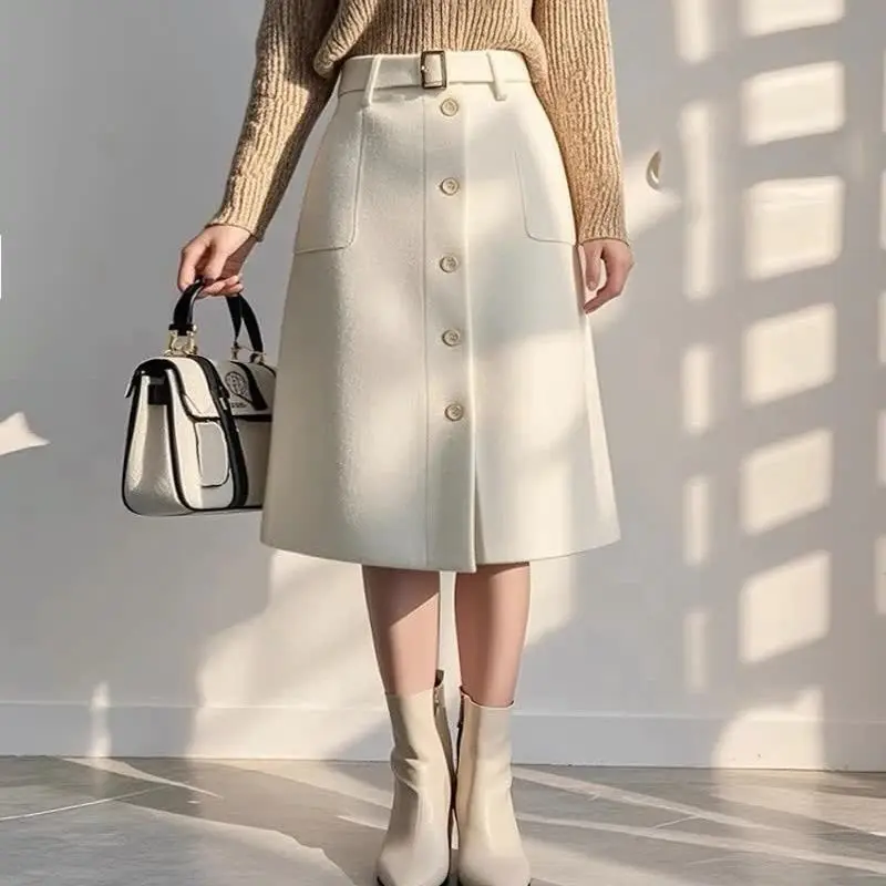 New Fashion Elegant Skirt Women Slim Split High Waist Single Breasted A-line Solid Color Office Lady Tweed Skirts Clothing
New Fashion Elegant Skirt Women Slim Split High Waist Single Breasted A-line Solid Color Office Lady Tweed Skirts Clothing