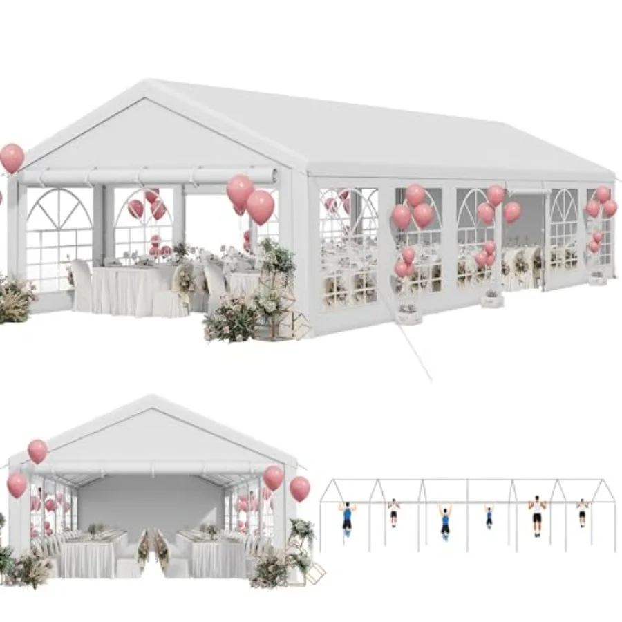 Heavy Duty Large Party Tent for Outdoor Events, Galvanized Steel Frame, White, Upgraded with Removable Sidewall PE Windows and
Heavy Duty Large Party Tent for Outdoor Events, Galvanized Steel Frame, White, Upgraded with Removable Sidewall PE Windows and