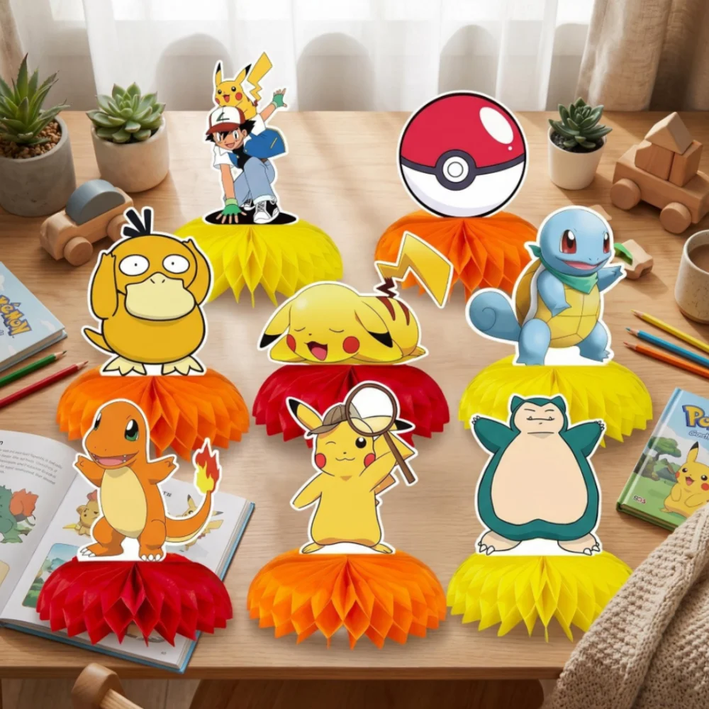 Pikachu, Squirtle, and other character honeycomb decorations. Birthday party table decor, holiday party honeycomb displays.
Pikachu, Squirtle, and other character honeycomb decorations. Birthday party table decor, holiday party honeycomb displays.