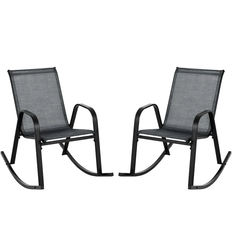 Set of 2 Patio Outdoor Metal Rocking Chair w/Curved Armrest & Ergonomic Backrest
Set of 2 Patio Outdoor Metal Rocking Chair w/Curved Armrest & Ergonomic Backrest