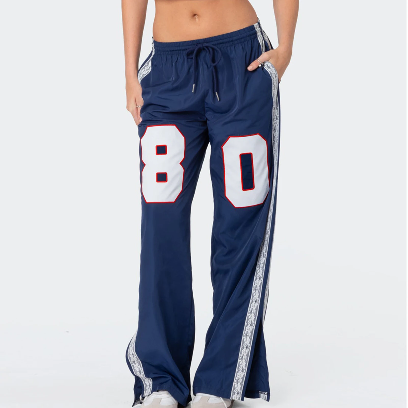 Women Y2k Track Pants Drawstring Low Waist Side Lace Striped Cargo Pants with Pocket Balletcore Straight Leg Pants
Women Y2k Track Pants Drawstring Low Waist Side Lace Striped Cargo Pants with Pocket Balletcore Straight Leg Pants