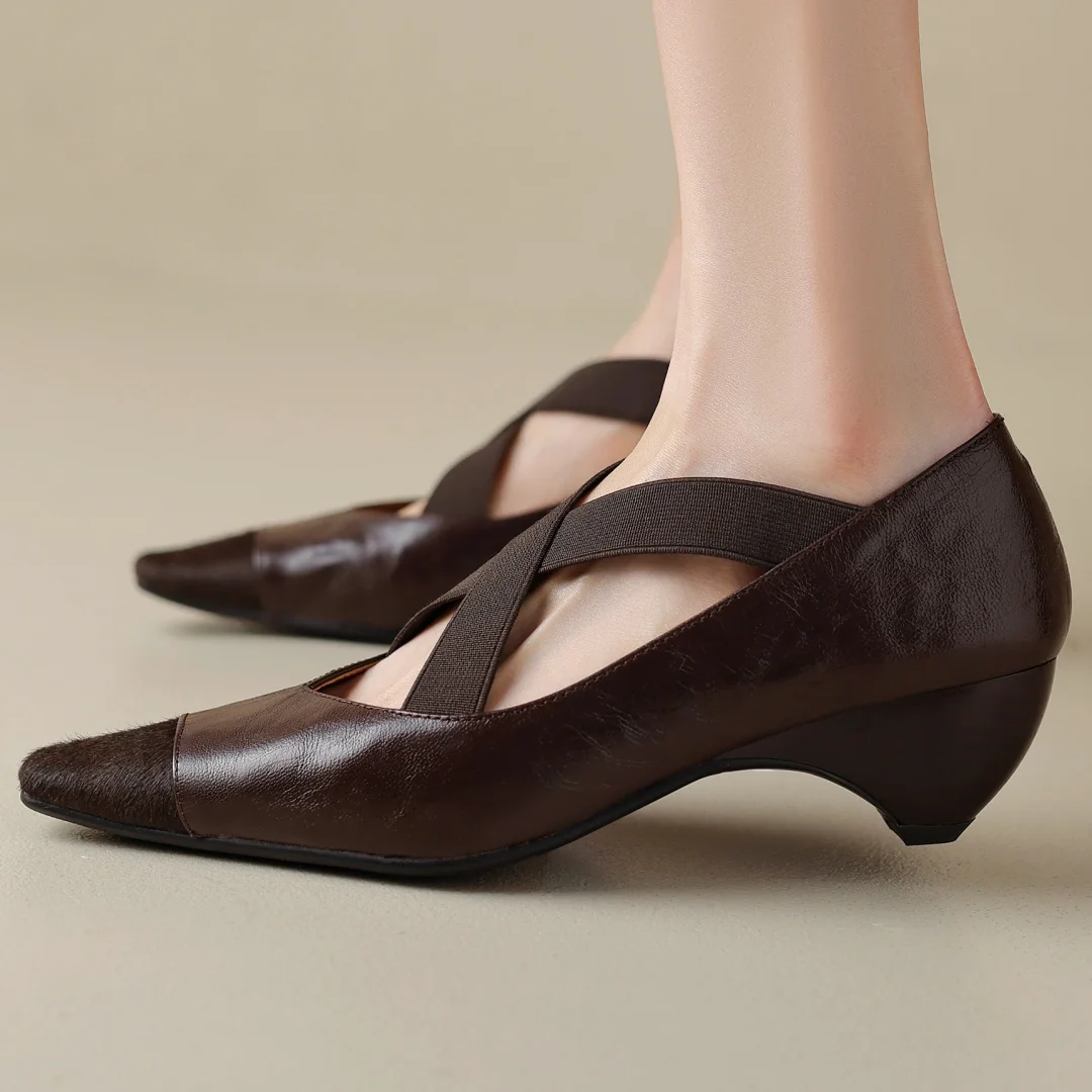 Women's sheepskin horsehair patchwork elastic band cross strap slip-on kitten heel pumps elegant ladies slim daily dress heels
Women's sheepskin horsehair patchwork elastic band cross strap slip-on kitten heel pumps elegant ladies slim daily dress heels